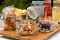 Glass vase ml.300 with glass lid -set of 12