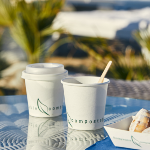 WHITE LID IN PLA FOR PAPER CUP Q3009 (50x20) Ø cm. 7,3 set of 1000