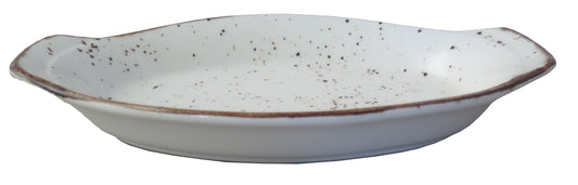 RUSTICS WHITE OVAL EARED DISH 20 CM