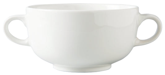 Plain White- Double Handled Soup Cup, White